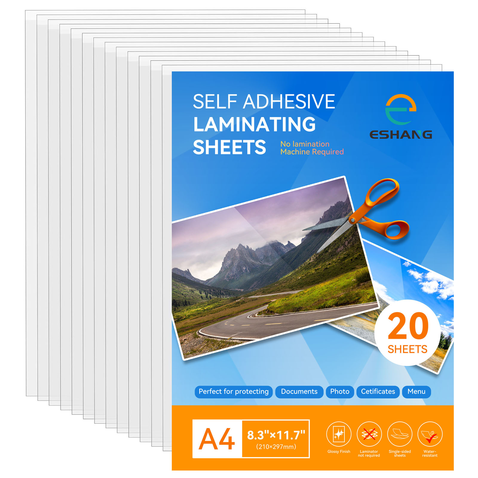 Document Laminator Pouch - ESHANG 20Sheets Clear Cold Laminating Sheets,