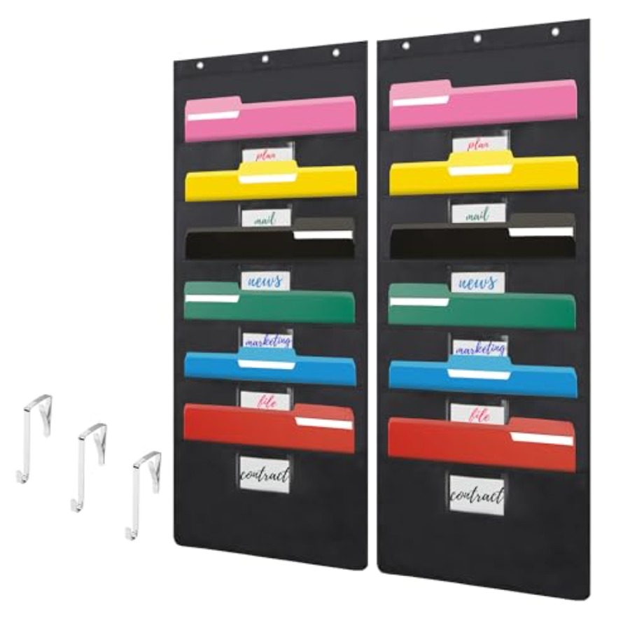 File Folder Hanging - Black Hanging Wall File Organizer with