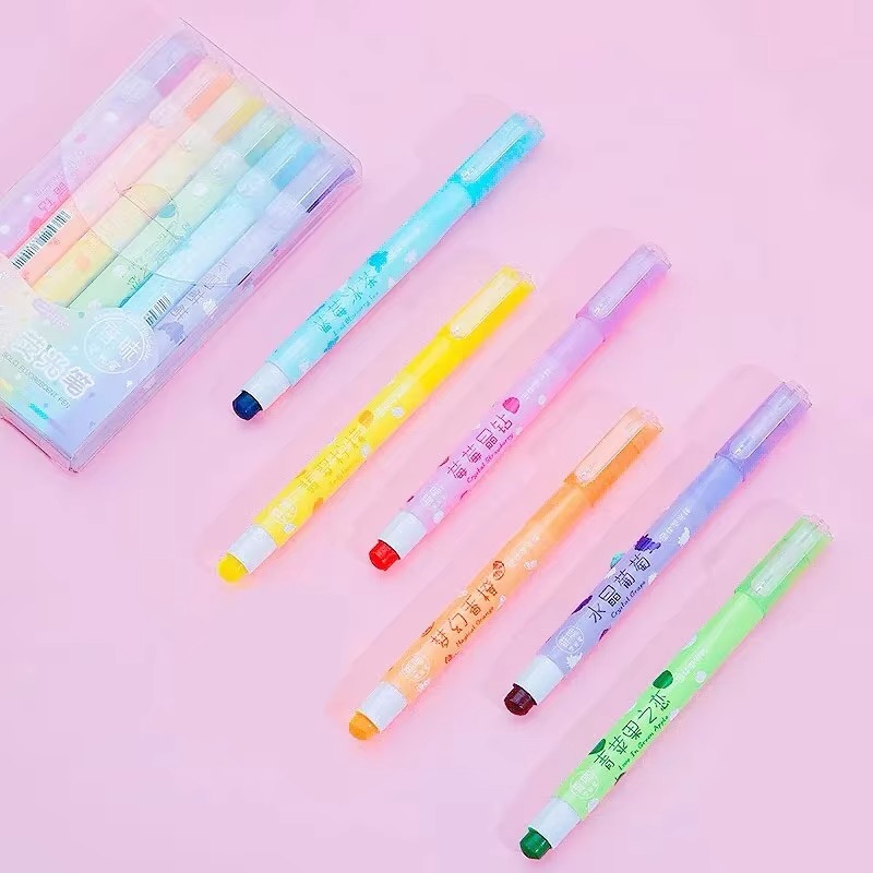 Highlighter Set Pastel - 6 Colors/set Pastel Gel Highlighters Fragrance