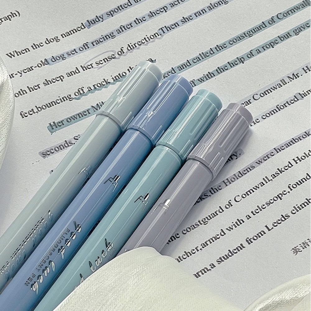 4pcs/set Creative Dual Tip Hig - Highlighter Set Pastel ulasan dan harga