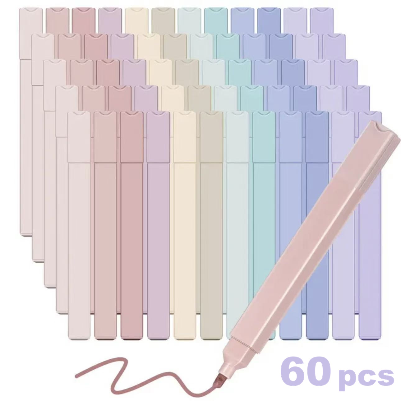 12/60pcs Aesthetic Highlighter - Highlighter Set Pastel ulasan dan harga