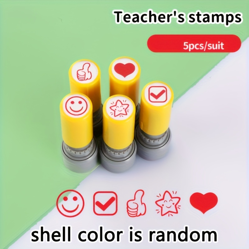 Colorful Teacher Stamps 5pcs S - Self Inking Stamp ulasan dan harga