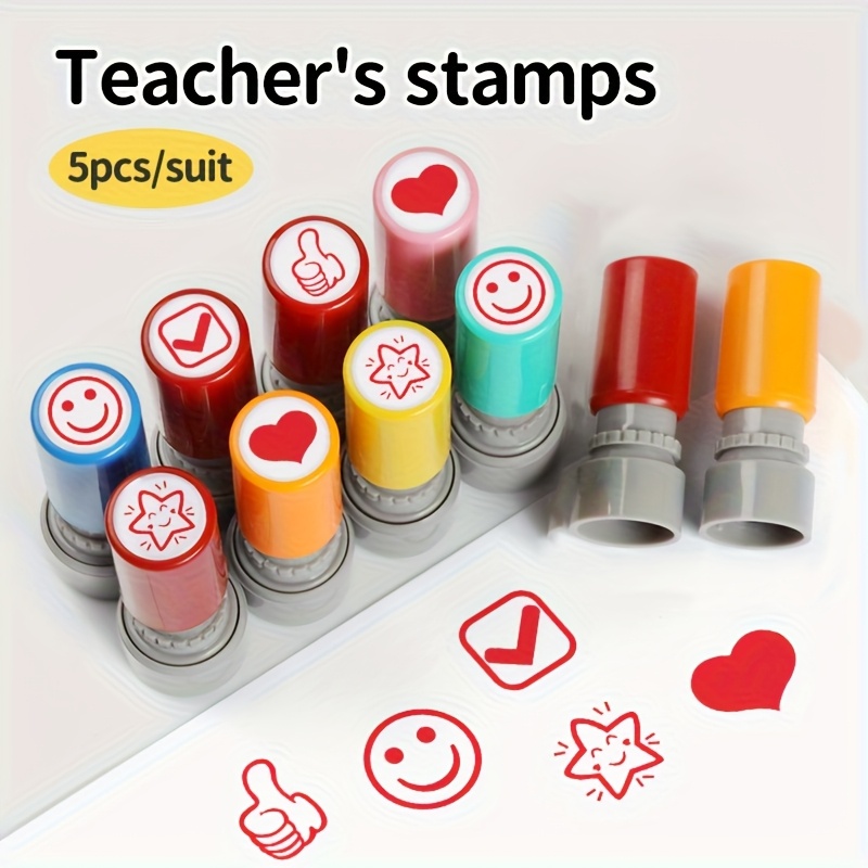 Colorful Teacher Stamps 5pcs S - Self Inking Stamp ulasan dan harga