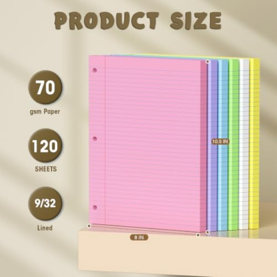120 Sheets Colored 8x10.5 Inch - Paper Punch 3 Hole ulasan dan harga