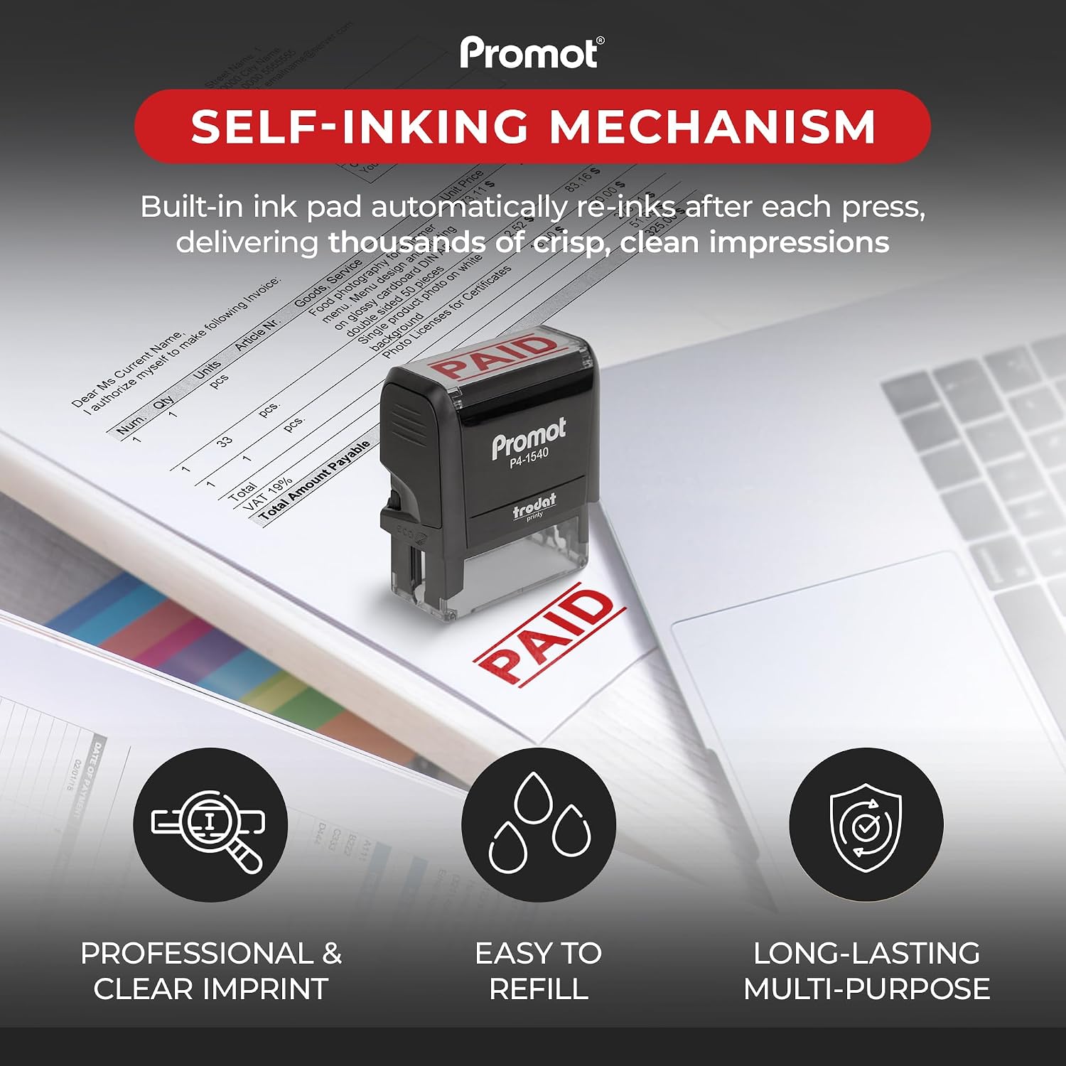 Self-Inking Paid Stamp Red Ref - Self Inking Stamp ulasan dan harga