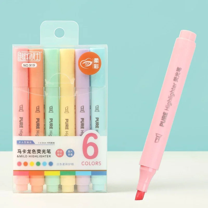 6Pcs/Set Macaron Color Pastel  - Highlighter Set Pastel ulasan dan harga