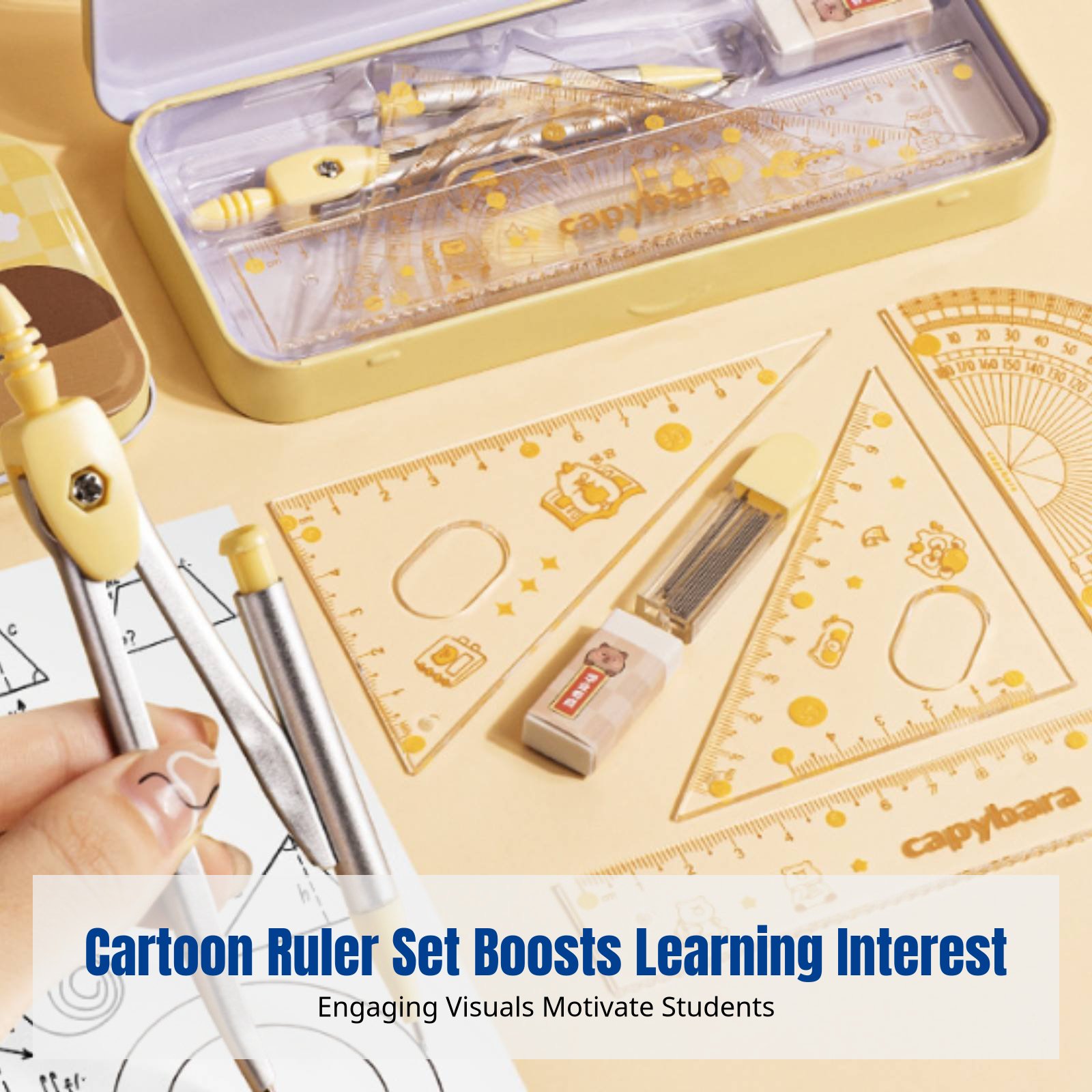 Ruler Set for Students, Cartoo - Ruler Set Transparent ulasan dan harga